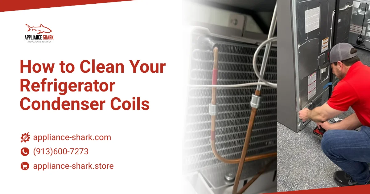 How to Clean Your Refrigerator Condenser Coils, technician working on unit