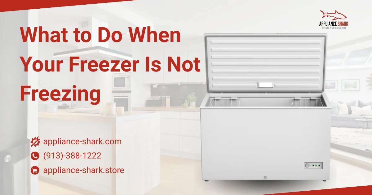 What to Do When Your Freezer Is Not Freezing' with open chest freezer in a kitchen setting