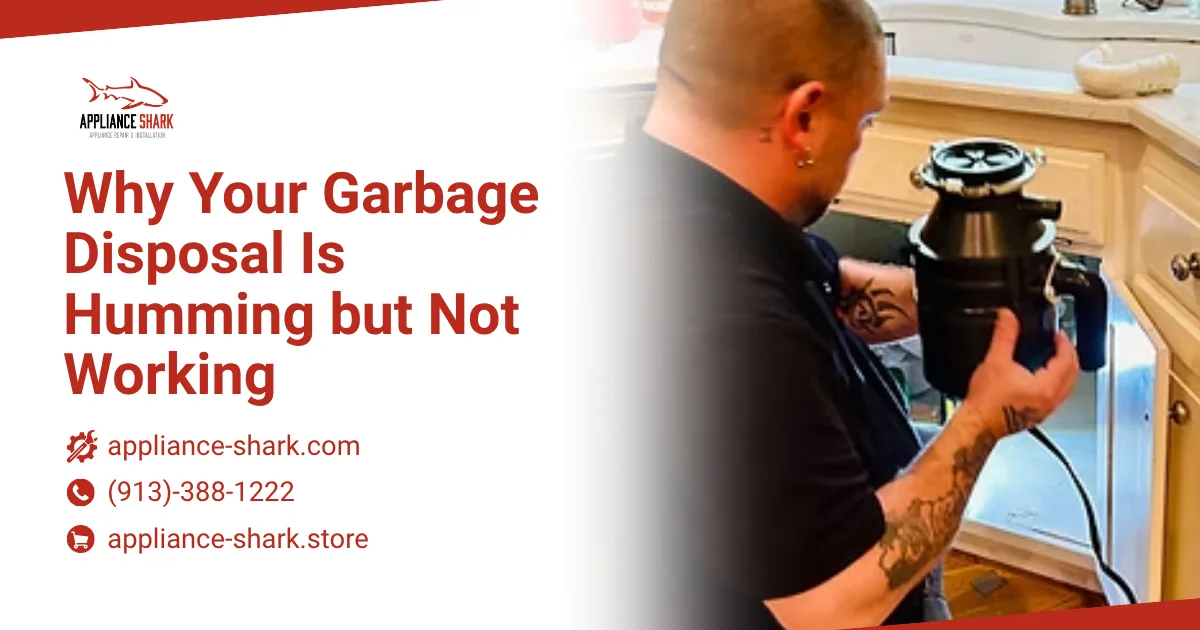 Garbage Disposal Is Humming but Not Working, technician holding disposal unit